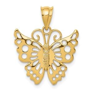 14k Yellow Genuine Gold Butterfly Necklace Charm Pendant